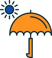 Umbrella Line Filled Two Colors Icon vector