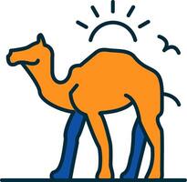camello línea lleno dos colores icono vector