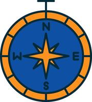 Compass Line Filled Two Colors Icon vector
