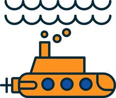 Submarine Line Filled Two Colors Icon vector