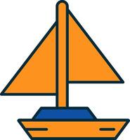 Small Yacht Line Filled Two Colors Icon vector