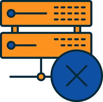 Eliminar datos línea lleno dos colores icono vector