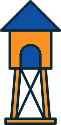 Watchtower Line Filled Two Colors Icon