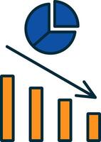 Pie Chart Line Filled Two Colors Icon vector