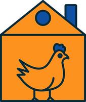 Chicken Line Filled Two Colors Icon vector