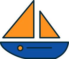 Dinghy Line Filled Two Colors Icon vector