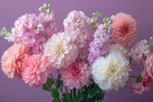 AI generated pink and white flowers are mixed and arranged photo