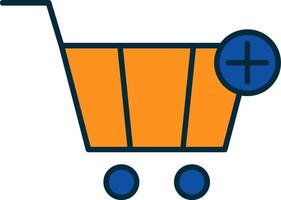 Add To Cart Line Filled Two Colors Icon vector