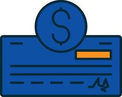 Pay Check Line Filled Two Colors Icon vector