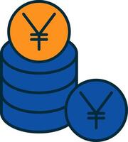 Yen Line Filled Two Colors Icon vector