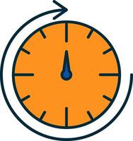 Round Clock Line Filled Two Colors Icon vector