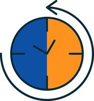 anti agujas del reloj línea lleno dos colores icono vector