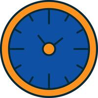 reloj hora línea lleno dos colores icono vector