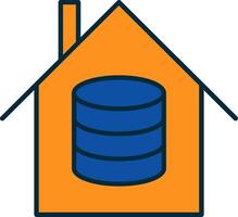 Data House Line Filled Two Colors Icon vector