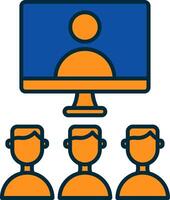 Virtual Class Line Filled Two Colors Icon vector