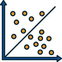 Scatter Graph Line Filled Two Colors Icon vector