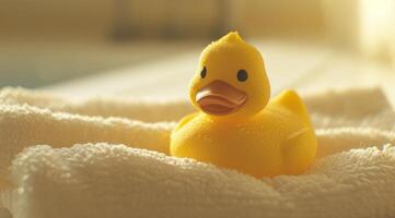 AI generated rubber duck on a towel photo