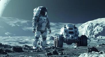AI generated an exosuit with a space rover on the moon photo