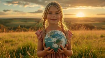 AI generated the day a young girl held the earth over her head photo