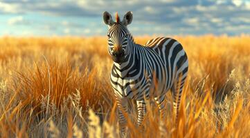 AI generated zebra crossing the savannah in namibia savannah photo