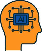 Artificial Intelligence Line Filled Two Colors Icon vector