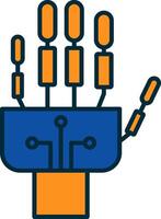 Robotics hand Line Filled Two Colors Icon vector