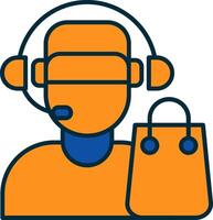 Customer Service Agent Line Filled Two Colors Icon vector