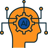 Artificial Intelligence Line Filled Two Colors Icon vector