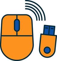 Wireless Mouse Line Filled Two Colors Icon vector