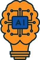 Artificial Intelligence Line Filled Two Colors Icon vector