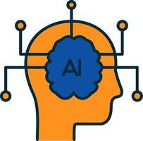 Artificial Intelligence Line Filled Two Colors Icon vector