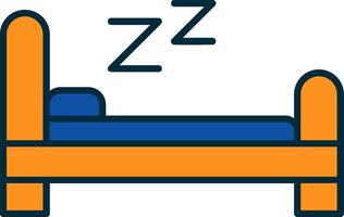 Bed Line Filled Two Colors Icon vector