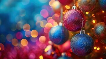 AI generated Vibrant hues of decorations create a visually stunning and festive backdrop with copy space photo