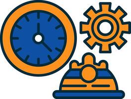 Working Hours Line Filled Two Colors Icon vector