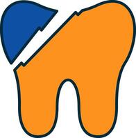 Broken Tooth Line Filled Two Colors Icon vector