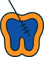 Root Canal Line Filled Two Colors Icon vector