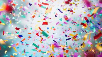 AI generated Colorful confetti rains down, adding excitement to the celebratory occasion with copy space photo