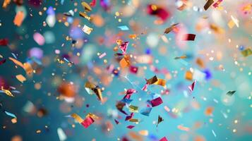 AI generated Colorful confetti rains down, adding excitement to the celebratory occasion with copy space photo