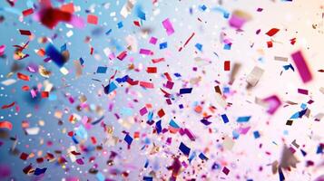 AI generated Colorful confetti rains down, adding excitement to the celebratory occasion with copy space photo