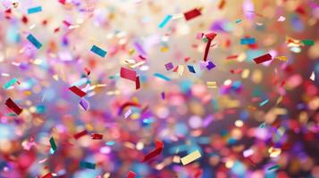 AI generated Colorful confetti rains down, adding excitement to the celebratory occasion with copy space photo