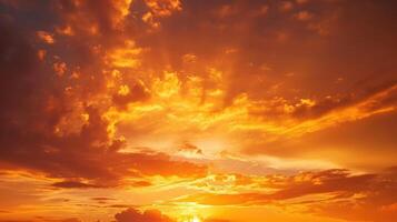 AI generated The sky ablaze with warm hues as the sun sets, casting a magical summer glow photo