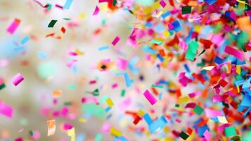 AI generated Colorful confetti rains down, adding excitement to the celebratory occasion with copy space photo