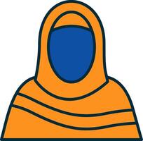 Moslem Woman Line Filled Two Colors Icon vector