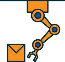 Industrial Robot Line Filled Two Colors Icon vector