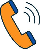 Phone Call Line Filled Two Colors Icon vector