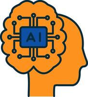 Artificial Intelligence Line Filled Two Colors Icon vector