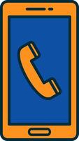 Phone Call Line Filled Two Colors Icon vector