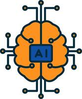 Artificial Intelligence Line Filled Two Colors Icon vector