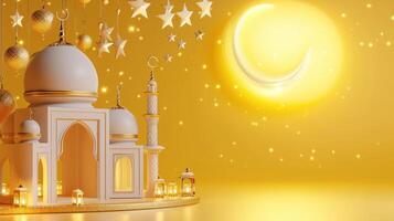 AI generated Ramadan Kareem holiday frame background with copy space photo