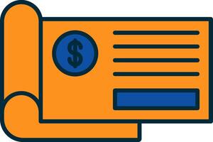 Bank Check Line Filled Two Colors Icon vector